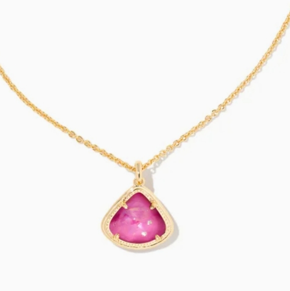 NWT Kendra Scott Kendal Gold Pendant Necklace in Iridescent Orchid Illusion - Picture 1 of 8